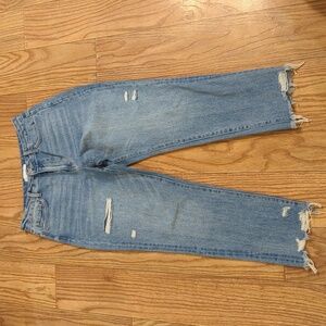 Vervet high rise straight leg mom jeans baggy raw hem distressed size 28"